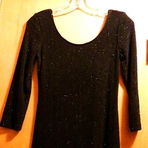 Black Sparkly 3/4 Sleeve Dress